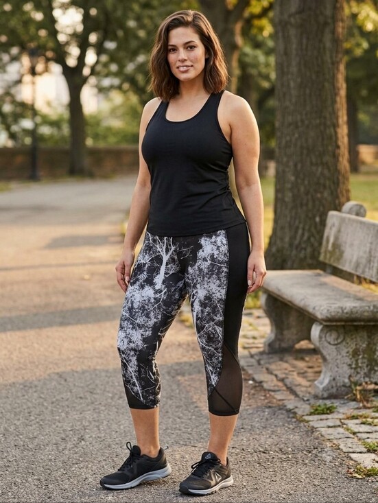 Avia Pants - AVIA Black & White Tree-Print Active Leggings PLus Size XXL
